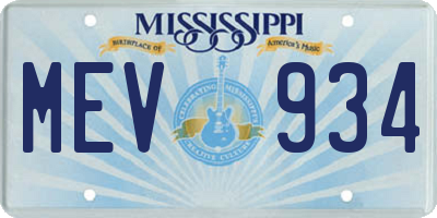 MS license plate MEV934