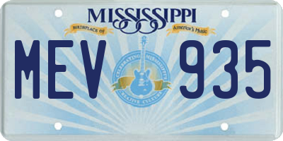 MS license plate MEV935