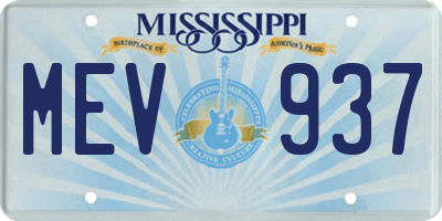 MS license plate MEV937