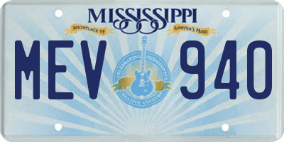 MS license plate MEV940