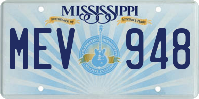 MS license plate MEV948