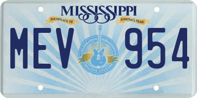 MS license plate MEV954