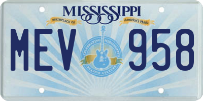 MS license plate MEV958