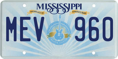 MS license plate MEV960