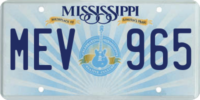 MS license plate MEV965