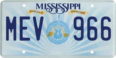 MS license plate MEV966