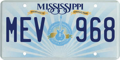 MS license plate MEV968