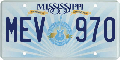 MS license plate MEV970