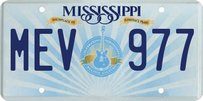 MS license plate MEV977