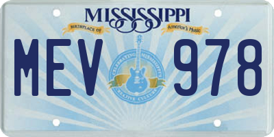 MS license plate MEV978