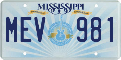 MS license plate MEV981