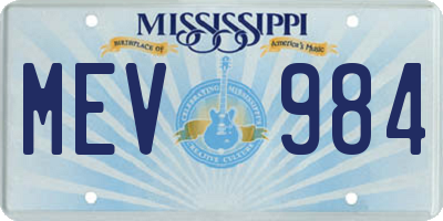 MS license plate MEV984
