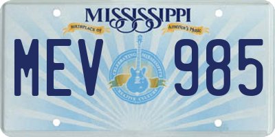 MS license plate MEV985
