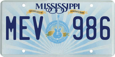 MS license plate MEV986