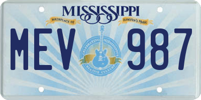 MS license plate MEV987