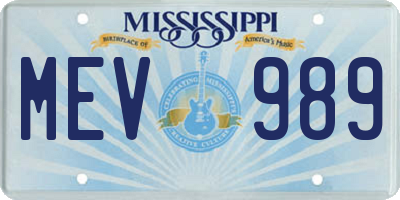 MS license plate MEV989
