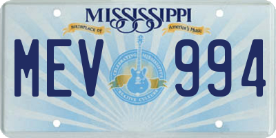 MS license plate MEV994