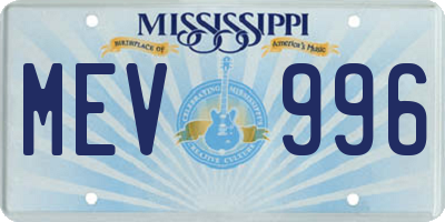 MS license plate MEV996