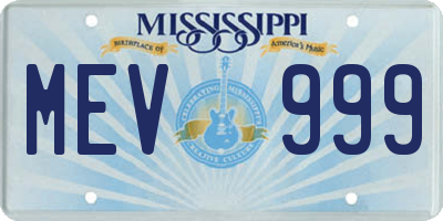MS license plate MEV999