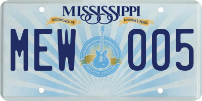 MS license plate MEW005
