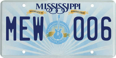 MS license plate MEW006