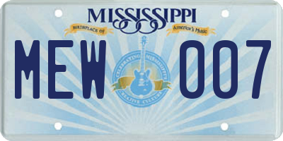 MS license plate MEW007