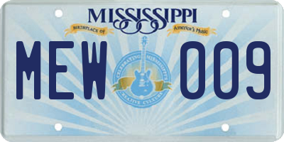 MS license plate MEW009