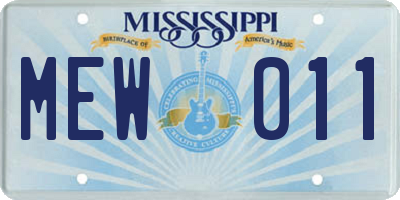 MS license plate MEW011