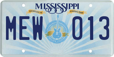 MS license plate MEW013
