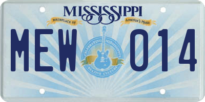 MS license plate MEW014
