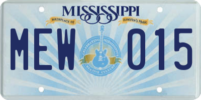 MS license plate MEW015