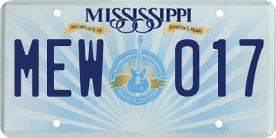 MS license plate MEW017