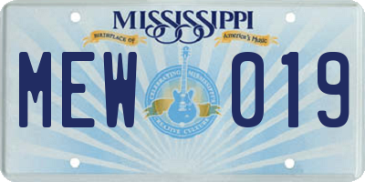 MS license plate MEW019