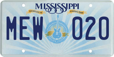 MS license plate MEW020