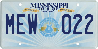 MS license plate MEW022