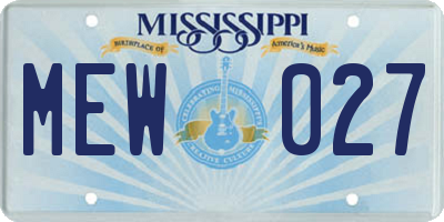 MS license plate MEW027