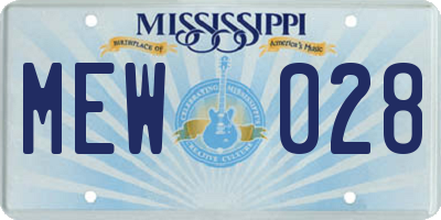 MS license plate MEW028