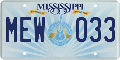MS license plate MEW033