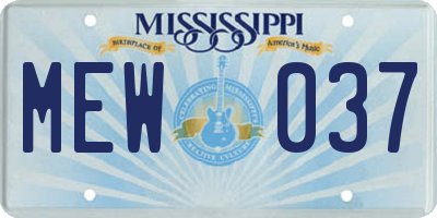 MS license plate MEW037