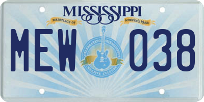 MS license plate MEW038