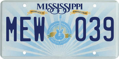 MS license plate MEW039