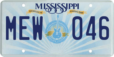 MS license plate MEW046