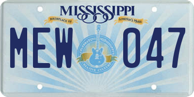 MS license plate MEW047