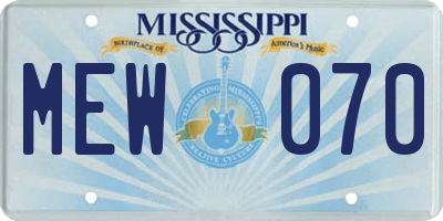 MS license plate MEW070