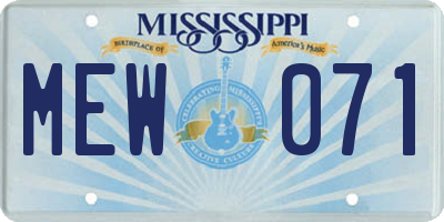 MS license plate MEW071