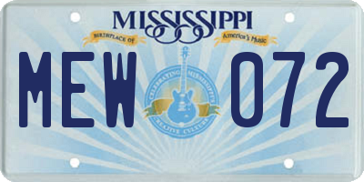 MS license plate MEW072