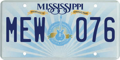MS license plate MEW076