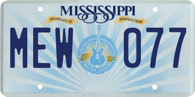 MS license plate MEW077