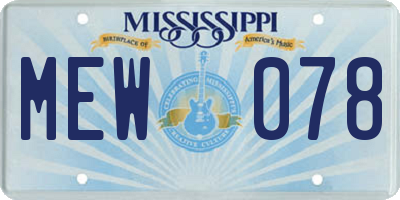 MS license plate MEW078