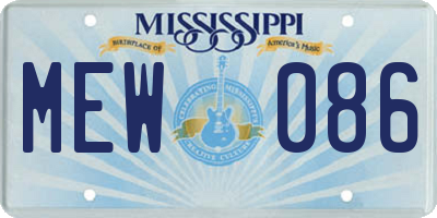 MS license plate MEW086